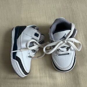 Jordan Kids White and Navy Sneakers